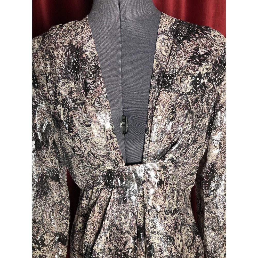 IRO Rouniea Dress Twist-Front Printed Fill Coupé Silk MIDI FR 40 U.S. 8 - Picture 3 of 15